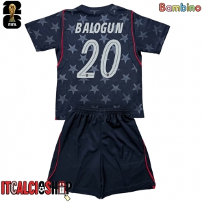 Stati Uniti Folarin Balogun #20 Seconda Maglia Bambino Mondiali 2026 Manica Corta (+ Pantaloni corti)